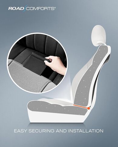 غطاء مقعد السيارة من Road Comforts، أغطية مقاعد السيارة الجلدية الأمامية، أغطية مقاعد السيارة الرياضية ذات الظهر المنخفض، متوافقة مع الوسائد الهوائية، تناسب عالمي لمعظم السيارات وسيارات الدفع الرباعي والشاحنات والشاحنات الصغيرة in Kuwait