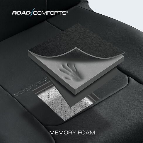 غطاء مقعد السيارة من Road Comforts، أغطية مقاعد السيارة الجلدية الأمامية، أغطية مقاعد السيارة الرياضية ذات الظهر المنخفض، متوافقة مع الوسائد الهوائية، تناسب عالمي لمعظم السيارات وسيارات الدفع الرباعي والشاحنات والشاحنات الصغيرة in Kuwait