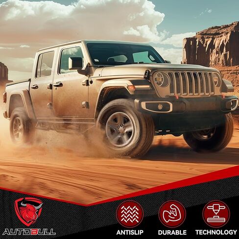 Running Boards Compatible with Jeep Gladiator JT 2020-2024, 6" 2-Stairs Side Step Rails Coated Black Carbon Steel Nerf Bars in Kuwait