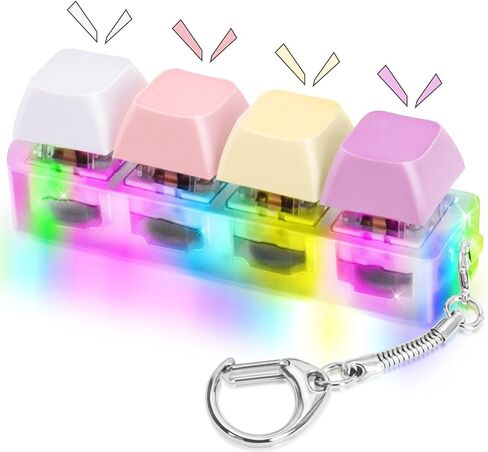 Keyboard Fidget Toys Adults Fidget Keyboard Clicker with LED Light Keychain Sensory Toys for Anxiety Stress Relief (Macaron2, 4 in 1) in Saudi Arabia
