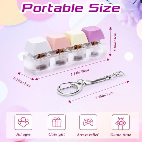 Keyboard Fidget Toys Adults Fidget Keyboard Clicker with LED Light Keychain Sensory Toys for Anxiety Stress Relief (Macaron2, 4 in 1) in Saudi Arabia