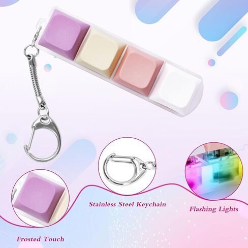 Keyboard Fidget Toys Adults Fidget Keyboard Clicker with LED Light Keychain Sensory Toys for Anxiety Stress Relief (Macaron2, 4 in 1) in Saudi Arabia