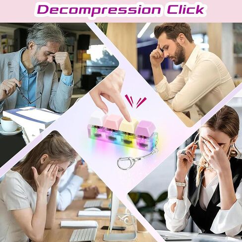 Keyboard Fidget Toys Adults Fidget Keyboard Clicker with LED Light Keychain Sensory Toys for Anxiety Stress Relief (Macaron2, 4 in 1) in Saudi Arabia