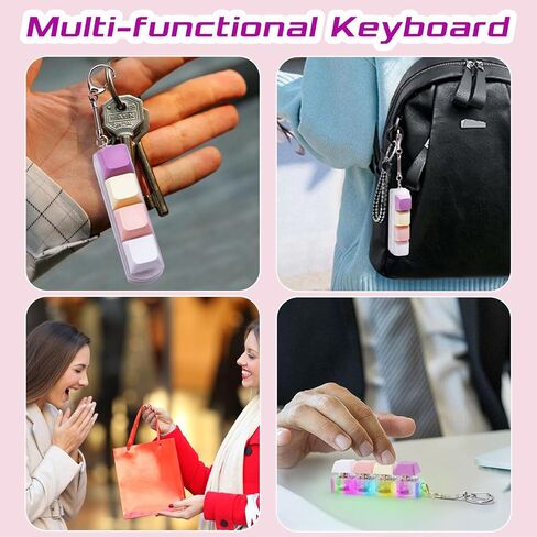Keyboard Fidget Toys Adults Fidget Keyboard Clicker with LED Light Keychain Sensory Toys for Anxiety Stress Relief (Macaron2, 4 in 1) in Saudi Arabia