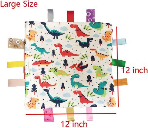 Red Dinosaur Baby Tag Security Blanket, Soft Touch Sensory Taggy Lovey Blanket Ideal Gift for Toddler Kids in Saudi Arabia