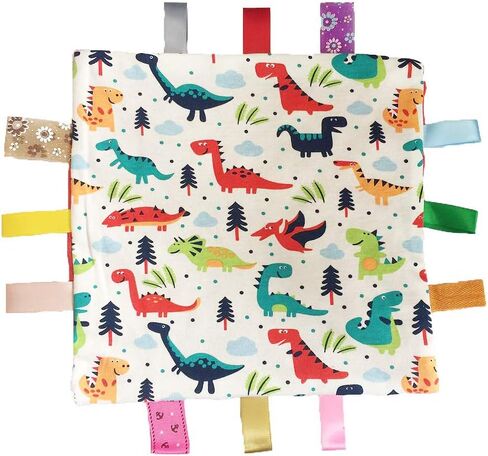 Red Dinosaur Baby Tag Security Blanket, Soft Touch Sensory Taggy Lovey Blanket Ideal Gift for Toddler Kids in Saudi Arabia