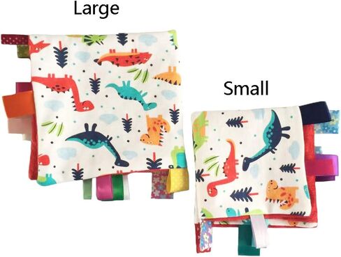 Red Dinosaur Baby Tag Security Blanket, Soft Touch Sensory Taggy Lovey Blanket Ideal Gift for Toddler Kids in Saudi Arabia