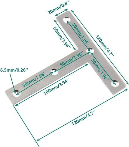 Stainless Steel Mending Bracket Plate ULIFESTAR T Type Mending Plate,Flat Repair Plate for Wood,Metal Straight Fixing Joining Shelf Support for Shelves,Furniture and Cabinet 10 Pack (1.6x1.6'') in Saudi Arabia
