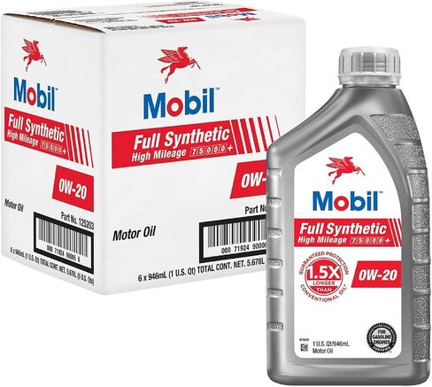 Mobil Full Synthetic High Mileage Motor Oil 0W-20, 1 Quart (6-pack) in Saudi Arabia
