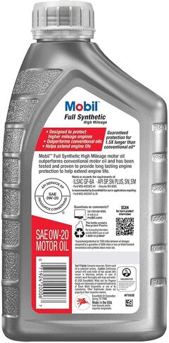 Mobil Full Synthetic High Mileage Motor Oil 0W-20, 1 Quart (6-pack) in Saudi Arabia
