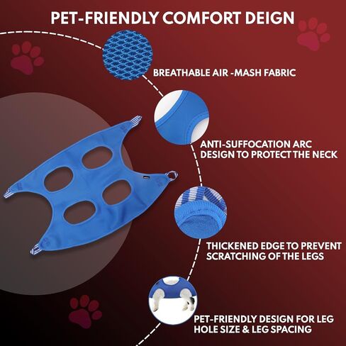 VECCRAM Dog Grooming Hammock - Dog Grooming Harness, Cat and Dog Hammock for Nail Trim Including Comb, Nail Filer, Toothbrush, Tick Remover, Glove - Pet Hammock for Grooming (Large) in Saudi Arabia