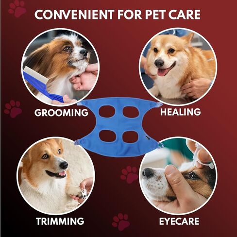 VECCRAM Dog Grooming Hammock - Dog Grooming Harness, Cat and Dog Hammock for Nail Trim Including Comb, Nail Filer, Toothbrush, Tick Remover, Glove - Pet Hammock for Grooming (Large) in Saudi Arabia