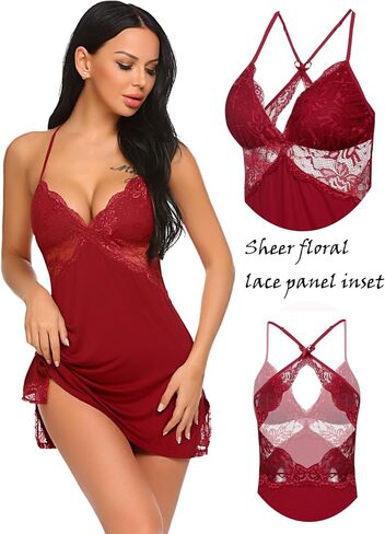 Avidlove Women Chemises Lingerie Lace Babydoll Sleepwear Sexy Full Slips Mini Dress 2 Pack XX-Large in Saudi Arabia