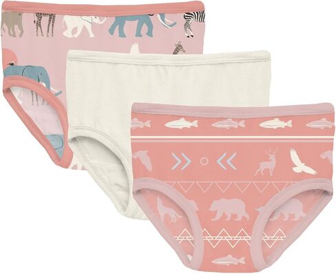 KicKee Girls Underwear, Set of 3, Prints and Solid Colors, Soft Girl Panties, Toddler to Big Kid, All Day Wear in Kuwait