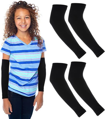 Yolev 2 Pairs Arm Sleeves for Kids UV Sun Protection Sleeves Compression Sleeves for Boys Girls in Saudi Arabia
