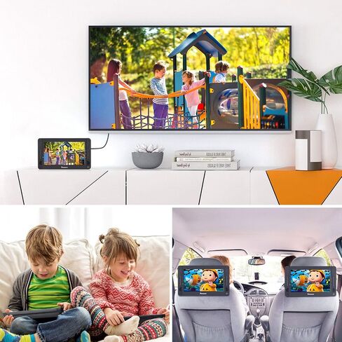 مشغل DVD محمول بشاشة 10.5 بوصة من NAVISKAUTO مزود بمدخل HDMI ودعامتي تثبيت ووقت تشغيل لمدة 5 ساعات وتشغيل نفس الفيلم أو فيلمين مختلفين (2 × مشغل DVD) in Saudi Arabia