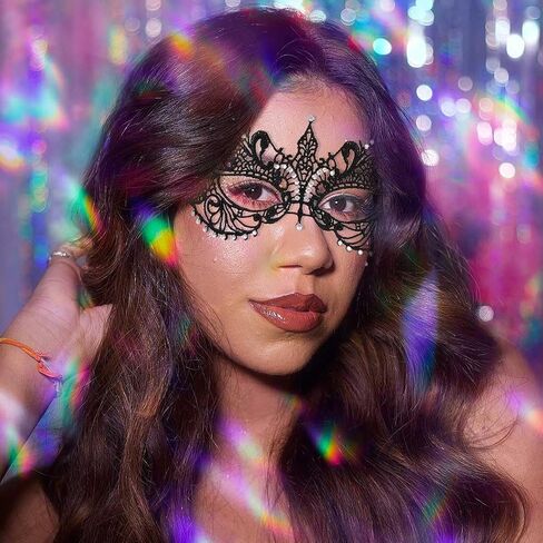 Bounzhi قناع تنكر مثير حجر الراين الدانتيل قناع حزب Eyemask هالوين قناع الكرة زي التبعي للنساء in Kuwait