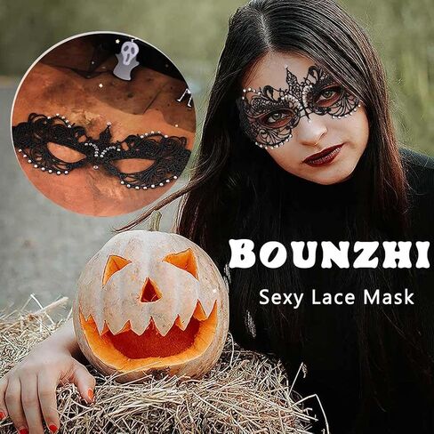 Bounzhi قناع تنكر مثير حجر الراين الدانتيل قناع حزب Eyemask هالوين قناع الكرة زي التبعي للنساء in Kuwait
