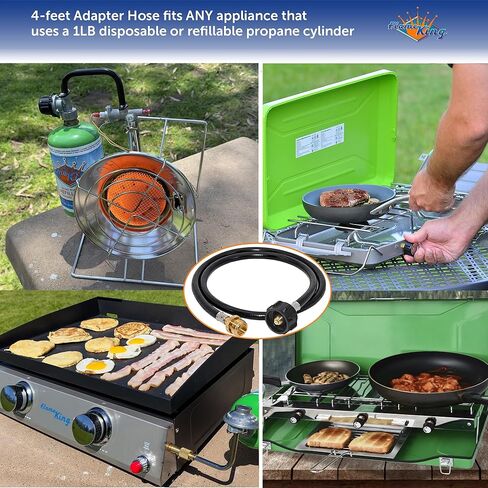 Flame King GH10-RBH-10LB حقيبة حمل واقية معزولة لمجموعة نقل الغاز، خزان بروبان 10 رطل وخرطوم محول، أسود وأبيض in Kuwait