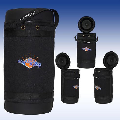 Flame King GH10-RBH-10LB حقيبة حمل واقية معزولة لمجموعة نقل الغاز، خزان بروبان 10 رطل وخرطوم محول، أسود وأبيض in Kuwait