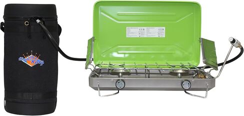 Flame King GH10-RBH-10LB حقيبة حمل واقية معزولة لمجموعة نقل الغاز، خزان بروبان 10 رطل وخرطوم محول، أسود وأبيض in Kuwait