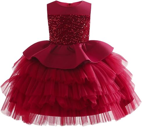 ThreeKids Girls Flower Vintage Floral Sequin Sleeveless Dress Wedding Party Pegeant Dance Gown in Saudi Arabia