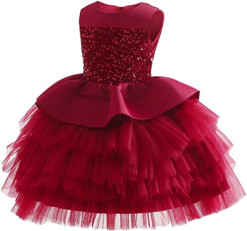 ThreeKids Girls Flower Vintage Floral Sequin Sleeveless Dress Wedding Party Pegeant Dance Gown in Saudi Arabia