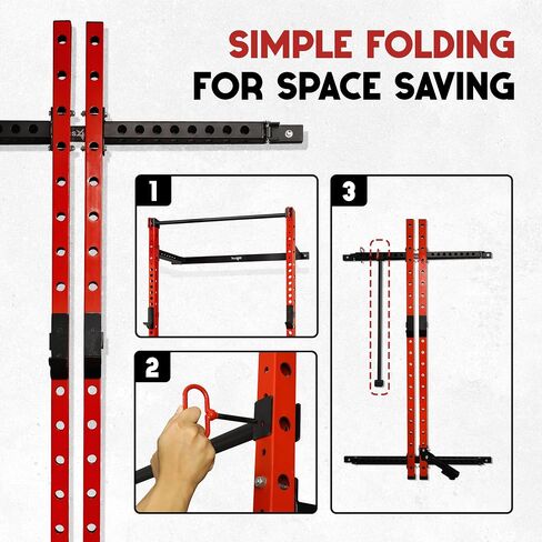 Yes4All أنبوب مقاس 2 × 2 بوصة مزود بفتحة واحدة لتوفير مساحة رف القرفصاء المثبت على الحائط لصالة الألعاب الرياضية المنزلية، قفص طاقة فولاذي بسعة 1000 رطل مع شريط سحب قابل للتعديل، لغم أرضي 360 درجة وخطافات J فولاذية قوية in Saudi Arabia