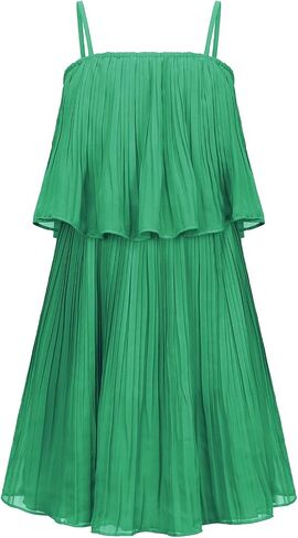 EXLURA Girls 2024 Summer Dress Spaghetti Strap Pleated Fashion Short Dresses in Saudi Arabia