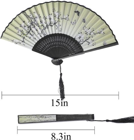 4 Pieces Folding Hand Fans for Women,Silk Foldable Handheld Fans Vintage Bamboo Frames Chinese Japanese Fans for Dancing Cosplay Wedding Party Props Decoration in Saudi Arabia