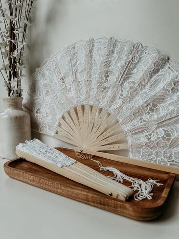 Victorian-Inspired Cotton Lace Wedding Folding Handheld Fan Vintage Embroidered Bridal Hand Fan for Prom, Cosplay, Tea Party, Costume Party, Dance, Gala, Photo Prop for Shooting (Black) in Saudi Arabia