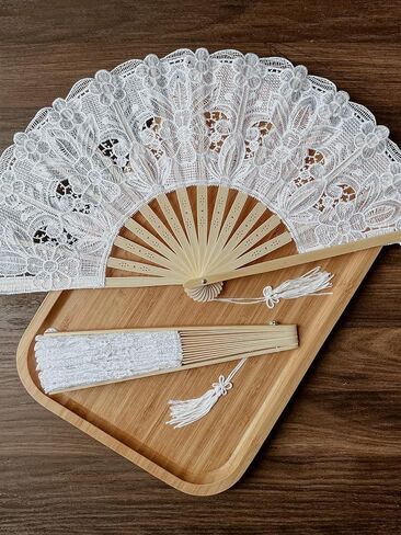 Victorian-Inspired Cotton Lace Wedding Folding Handheld Fan Vintage Embroidered Bridal Hand Fan for Prom, Cosplay, Tea Party, Costume Party, Dance, Gala, Photo Prop for Shooting (Black) in Saudi Arabia