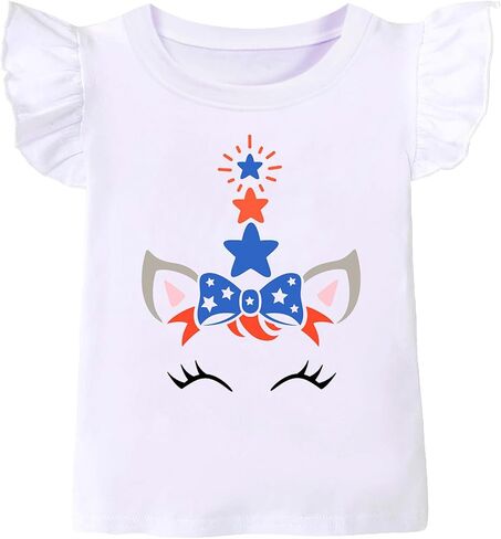 Tkria July 4th Tank Top Girl Toddler 4th of July Shirt Baby Girl American Flag Shirt USA Ruffle Tee Girl Patriotic Outfit in Saudi Arabia