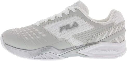 حذاء تنس Axilus Energized للسيدات من Fila، أبيض/فضي معدني (6.0) in Saudi Arabia