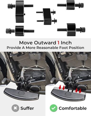 مجموعة موسعات لوحة الأرضية للسائق من KEMIMOTO مقاس 2.54 سم متوافقة مع موديلات 2018+ Softail FL التراثية الكلاسيكية Fat Boy Deluxe Sport Glide Softail Slim تتضمن البراغي والفواصل in Saudi Arabia