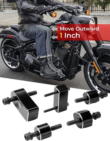 مجموعة موسعات لوحة الأرضية للسائق من KEMIMOTO مقاس 2.54 سم متوافقة مع موديلات 2018+ Softail FL التراثية الكلاسيكية Fat Boy Deluxe Sport Glide Softail Slim تتضمن البراغي والفواصل in Saudi Arabia
