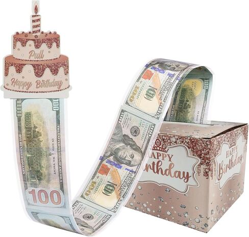 صندوق هدايا عيد ميلاد سعيد مع ملصقات DIY لأي عمر - صندوق هدايا نقدي لحفلات أعياد الميلاد باللون الوردي مع بطاقة سحب للنساء والفتيات in Kuwait