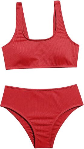 RoseSeek Girl's 2 Piece Swimsuits Bikini Set Spaghetti Strap High Waisted Bathing Suit Cute Bikini Set in Saudi Arabia