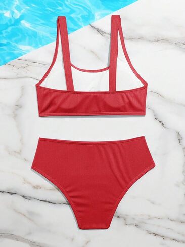 RoseSeek Girl's 2 Piece Swimsuits Bikini Set Spaghetti Strap High Waisted Bathing Suit Cute Bikini Set in Saudi Arabia