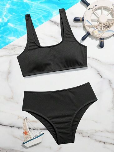 RoseSeek Girl's 2 Piece Swimsuits Bikini Set Spaghetti Strap High Waisted Bathing Suit Cute Bikini Set in Saudi Arabia