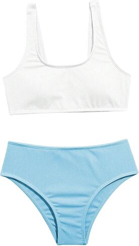 RoseSeek Girl's 2 Piece Swimsuits Bikini Set Spaghetti Strap High Waisted Bathing Suit Cute Bikini Set in Saudi Arabia