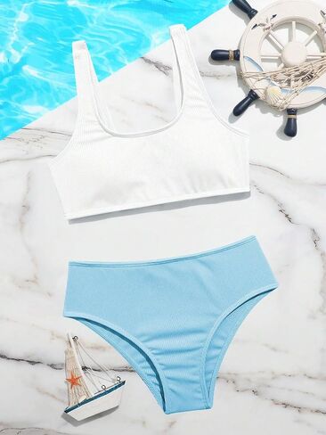 RoseSeek Girl's 2 Piece Swimsuits Bikini Set Spaghetti Strap High Waisted Bathing Suit Cute Bikini Set in Saudi Arabia