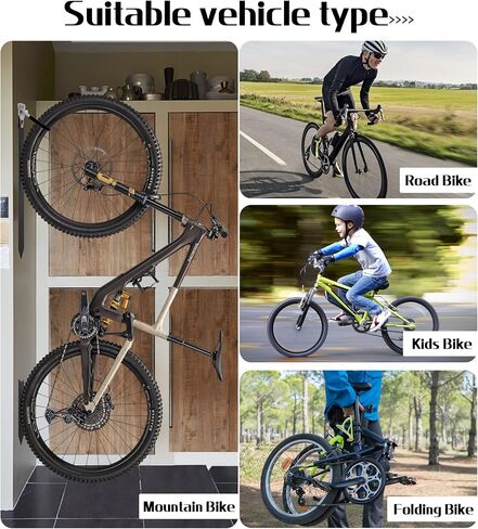 WEWOD Bike Rack Garage Wall Mount Bike Hanger,Bike Hooks for Garage Wall Bike Storage Bicycle Vertical System for Garage Indoor- Easily Hang/Detach - Holds up to 300 lb with Screws in Saudi Arabia