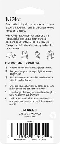 GEAR AID Ni Glo، سلسلة مفاتيح متوهجة مقاس 2 بوصة للتخييم والغوص والصيد الليلي in Kuwait
