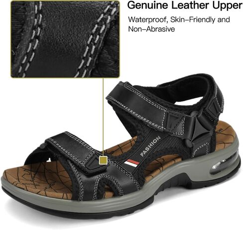 SONLLEIVOO Mens Hiking Sandals Leather Air Cushion Non Slip Comfortable Beach Footwear in Saudi Arabia