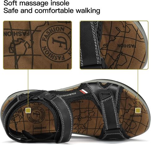 SONLLEIVOO Mens Hiking Sandals Leather Air Cushion Non Slip Comfortable Beach Footwear in Saudi Arabia