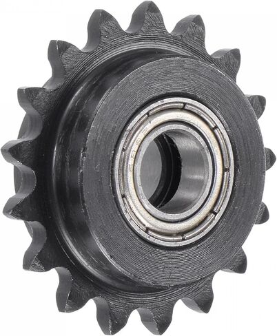 uxcell #25 Chain Idler Sprocket, 6mm Bore 1/4" Pitch 17 Tooth Tensioner, Black Oxide Finish C45 Carbon Steel with Insert Double Bearing for ISO 04C Chains in Saudi Arabia