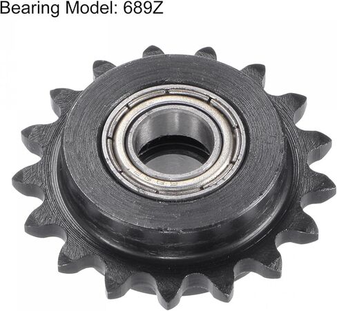 uxcell #25 Chain Idler Sprocket, 6mm Bore 1/4" Pitch 17 Tooth Tensioner, Black Oxide Finish C45 Carbon Steel with Insert Double Bearing for ISO 04C Chains in Saudi Arabia