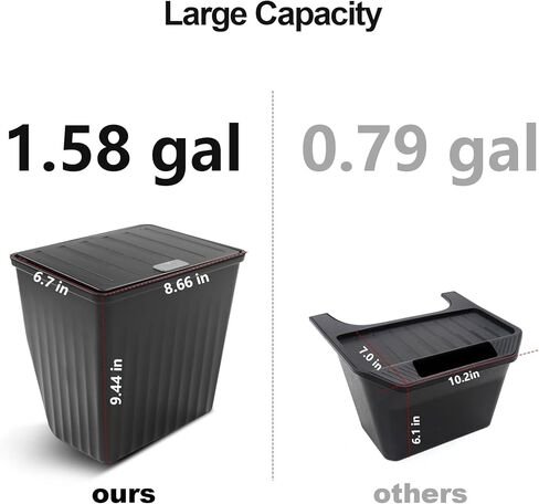 سلة المهملات الخلفية من BEEGROW لسيارة Tesla Model Y 2023 2022 2021، صندوق تخزين للمقعد الخلفي بسعة أكبر وتصميم غطاء يمكن فتحه، ملحقات داخلية من طراز Tesla Model Y in Kuwait