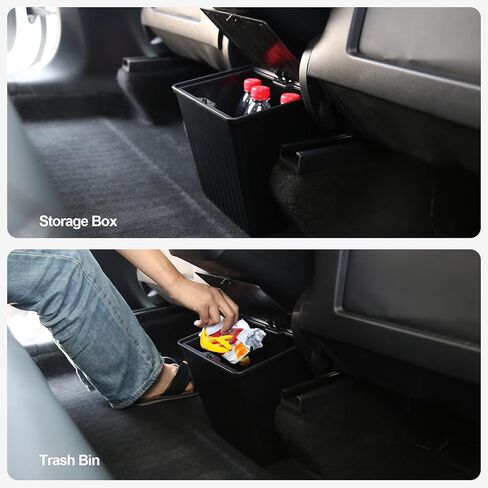 سلة المهملات الخلفية من BEEGROW لسيارة Tesla Model Y 2023 2022 2021، صندوق تخزين للمقعد الخلفي بسعة أكبر وتصميم غطاء يمكن فتحه، ملحقات داخلية من طراز Tesla Model Y in Kuwait